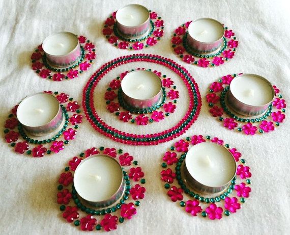 Diya with floral designs