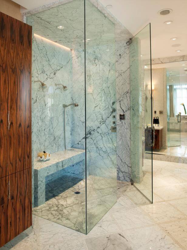 Glass-enclosed shower