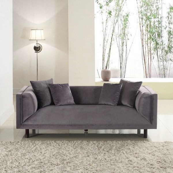 Modern Seat Grey Velvet Sofa